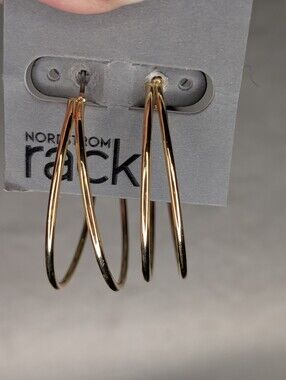 Nordstrom Rack Gold Tone Double Layer Hoop Earrings Split Multi Strand Large